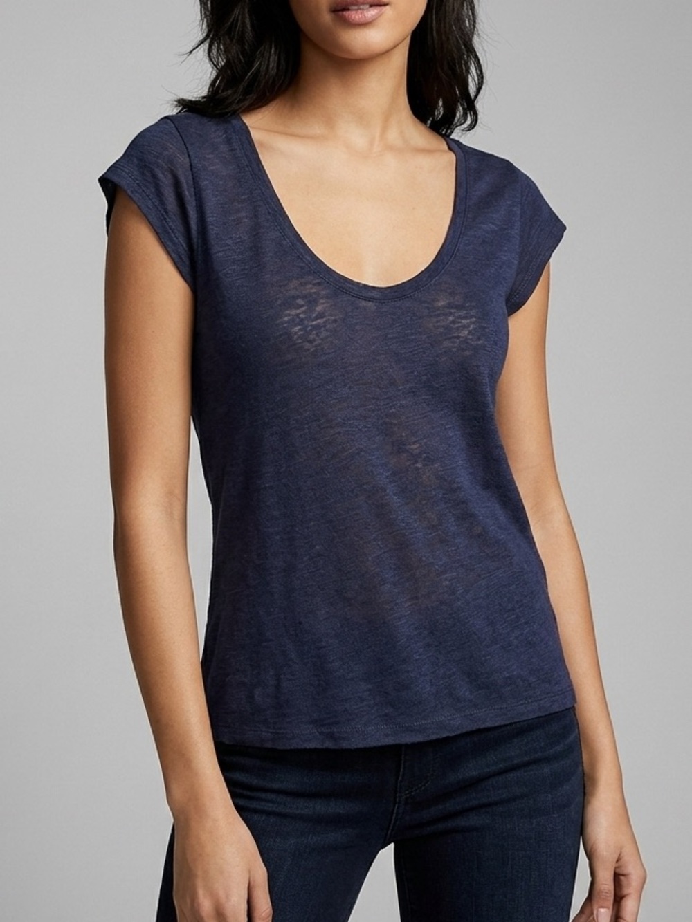 Express Navy Blue Slub Knit Scoop Neck Tee
